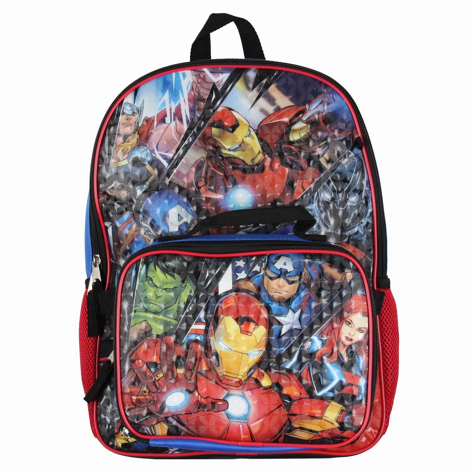 Marvel Avengers 5 Pc Kids Backpack Set Lunch Box Key Chain Pencil Case Carabiner For Travel School - One Size