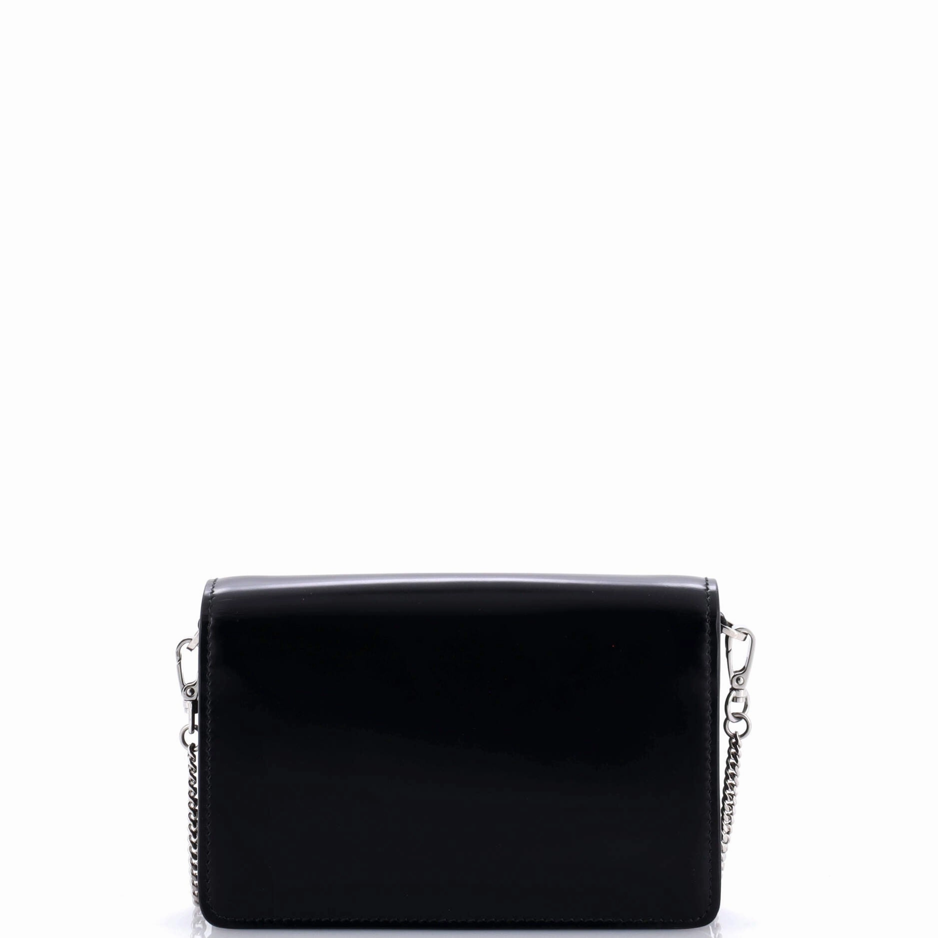 Maxi Triangle Logo Chain Flap Bag Brushed Leather Small