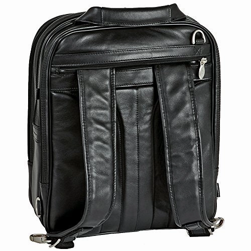 McKlein, I Series, LINCOLN PARK, Full Grain Cashmere Napa Leather, 15" Leather Three-Way Backpack Laptop Briefcase, Black (41655)