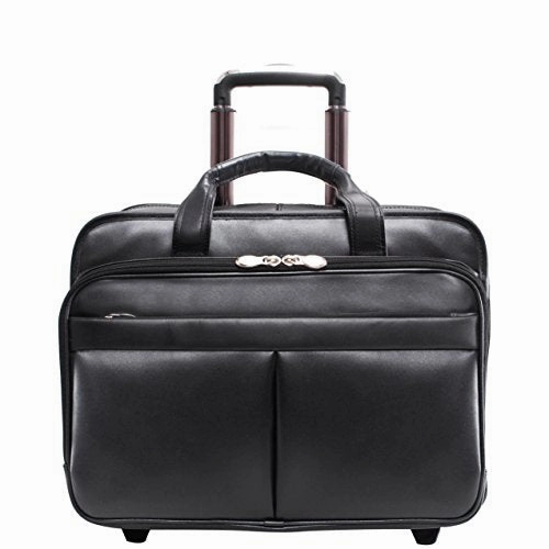 McKlein, L Series, Bowery, Top Grain Cowhide Leather, 15" Leather Wheeled Laptop Briefcase, Black (87855)