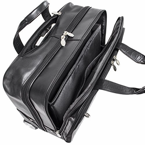 McKlein, L Series, Bowery, Top Grain Cowhide Leather, 15" Leather Wheeled Laptop Briefcase, Black (87855)