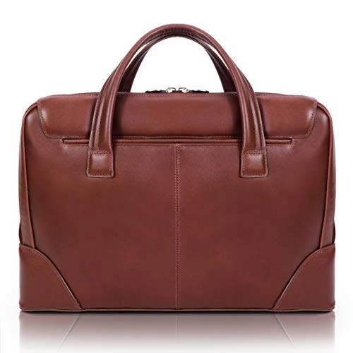 McKlein, R Series, Harpswell, Top Grain Cowhide Leather, 17" Leather Dual Compartment Laptop Briefcase, Brown (88564)