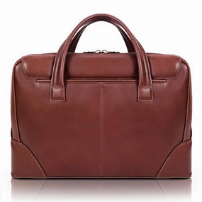 McKlein, R Series, Harpswell, Top Grain Cowhide Leather, 17" Leather Dual Compartment Laptop Briefcase, Brown (88564)
