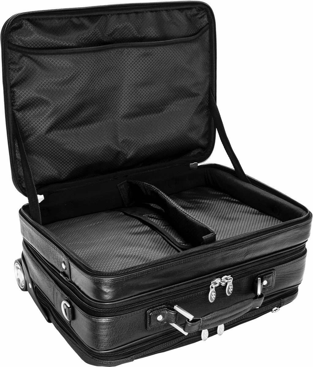 Mcklein R Series Lasalle Leather 17In Wheeled Laptop Briefcase