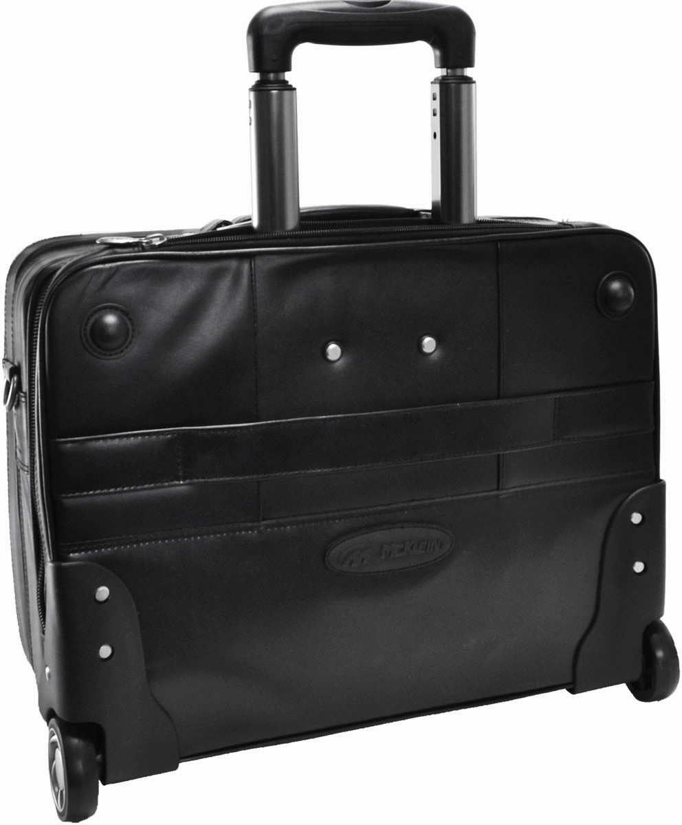 Mcklein R Series Lasalle Leather 17In Wheeled Laptop Briefcase