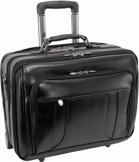 Mcklein R Series Lasalle Leather 17In Wheeled Laptop Briefcase