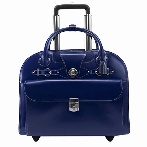 Mcklein Usa Edgebrook Navy 15.6" Leather Wheeled Ladies' Laptop Case (96317)