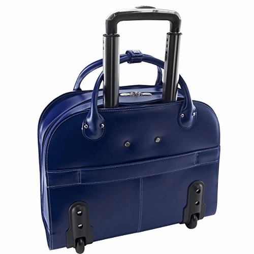 Mcklein Usa Edgebrook Navy 15.6" Leather Wheeled Ladies' Laptop Case (96317)