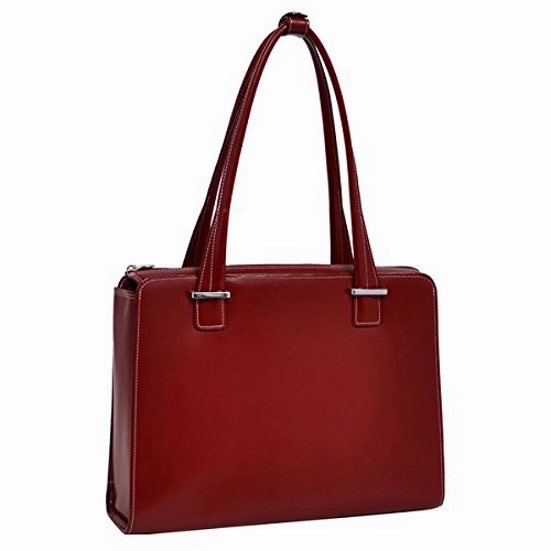 McKlein, W Series, Verona, Top Grain Cowhide Leather, 15" Leather Fly-Through Checkpoint-Friendly Ladies' Laptop Briefcase, Red (96626)