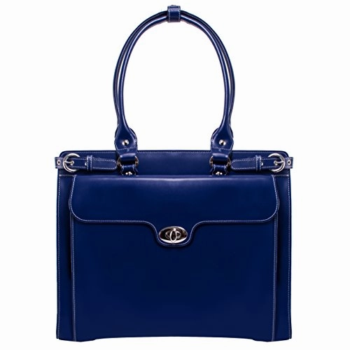 McKlein, W Series, Winnetka, Top Grain Cowhide Leather, 15" Leather Ladies' Laptop Briefcase, Navy (94837)