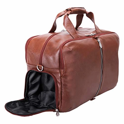 McKleinUSA Avondale, Pebble Grain Calfskin Leather, 22" Leather, Triple Compartment, Carry-All, Travel, Laptop Duffel, Brown (18904)