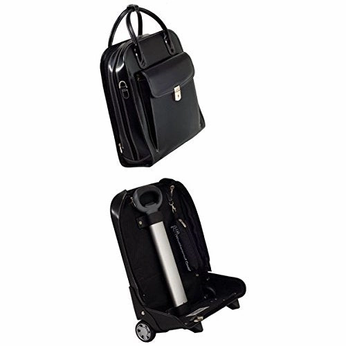 Mckleinusa La Grange 96495 Black Leather Vertical Detachable-Wheeled Ladies' Briefcase