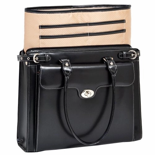 Mckleinusa Winnetka 94835 Black Leather Ladies' Briefcase W/ Removable Sleeve