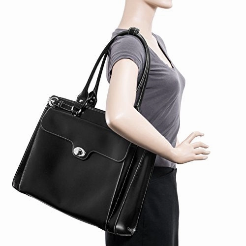 Mckleinusa Winnetka 94835 Black Leather Ladies' Briefcase W/ Removable Sleeve