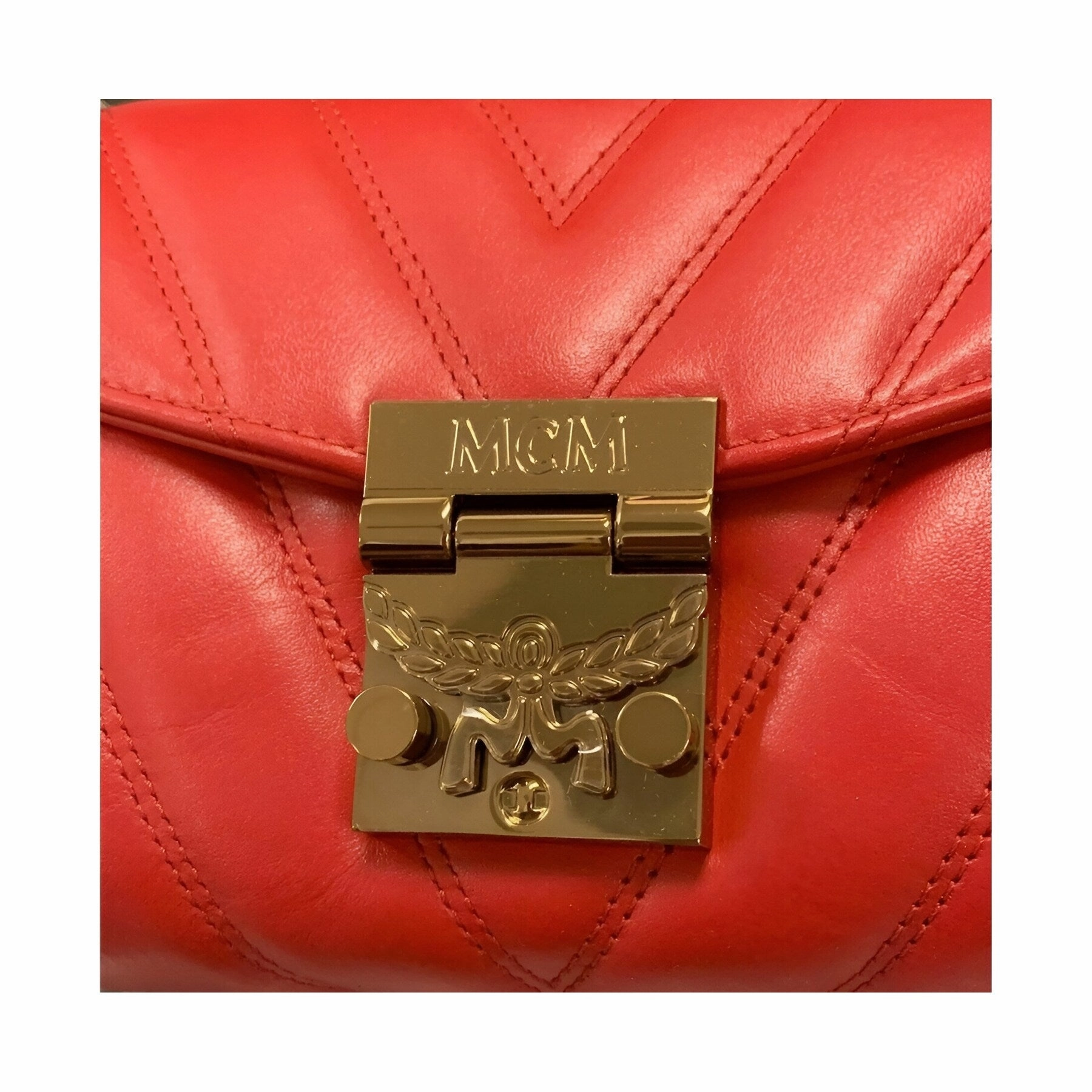 MCM Women's Patricia Red Quilted Leather Crossbody Belt Bag