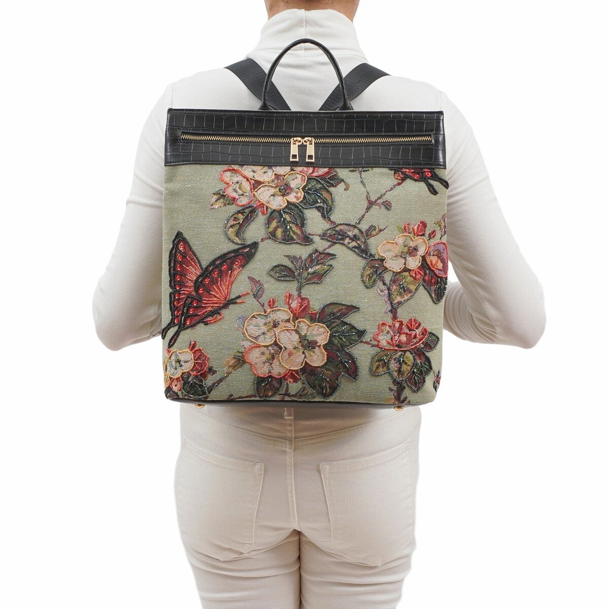 Mellow World Butterfly Hand-beaded Backpack