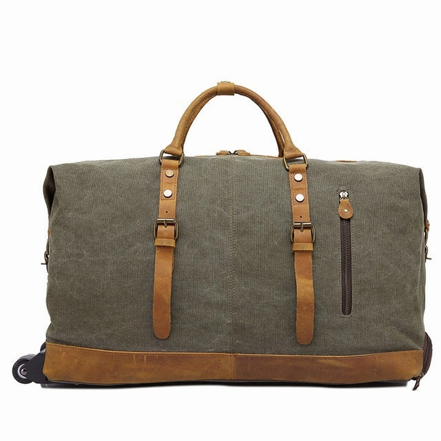 Melodycollection Canvas Leather Men Travel Carry On Luggage Bags Men Duffel Bag Travel Tote Large
