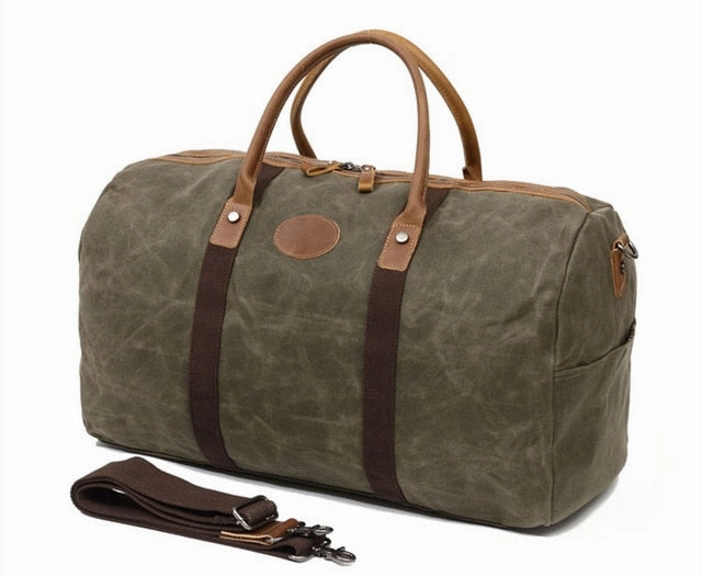 Men'S Travel Bags Luggage Duffel Bag Waterproof Canvas Overnight Bag Leather Weekend Oversized