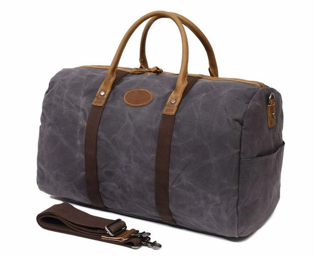 Men'S Travel Bags Luggage Duffel Bag Waterproof Canvas Overnight Bag Leather Weekend Oversized