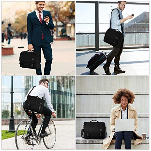 Messenger Bag for Men, Briefcases Lightweight Men's Laptop Bag 15.6 inch Water Resistant Crossbody School Satchel Bags for Boys Computer Work Office Bag with Shoulder Strap, Black