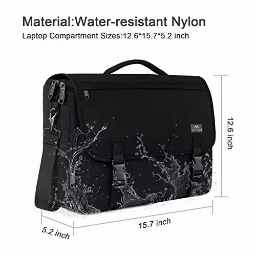 Messenger Bag for Men, Briefcases Lightweight Men's Laptop Bag 15.6 inch Water Resistant Crossbody School Satchel Bags for Boys Computer Work Office Bag with Shoulder Strap, Black