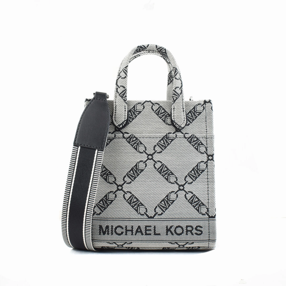 Michael Kors Gigi Grey Logo Canvas Crossbody Shoulder Bag