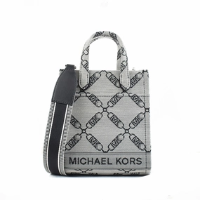 Michael Kors Gigi Grey Logo Canvas Crossbody Shoulder Bag