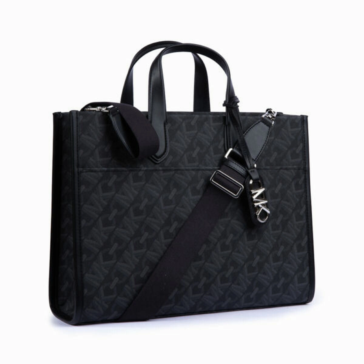 Michael Kors GIGI Logo Print Large Shoulder Crossbody Black