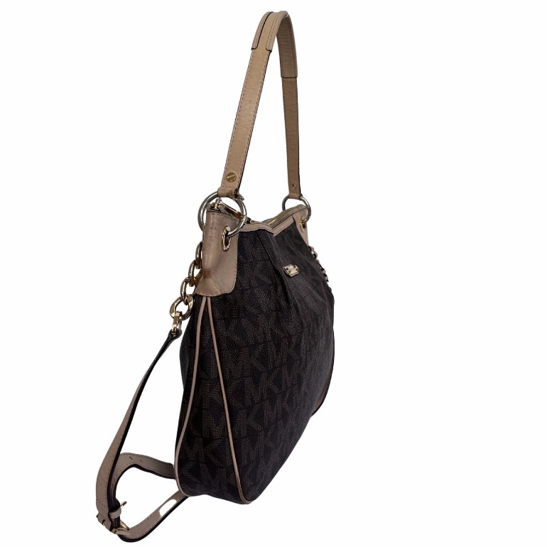 Michael Kors Jet Set Signature Leather Trim Hobo Bag
