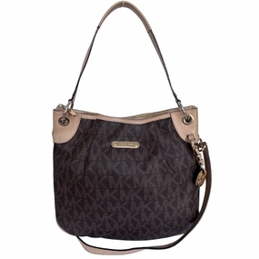 Michael Kors Jet Set Signature Leather Trim Hobo Bag