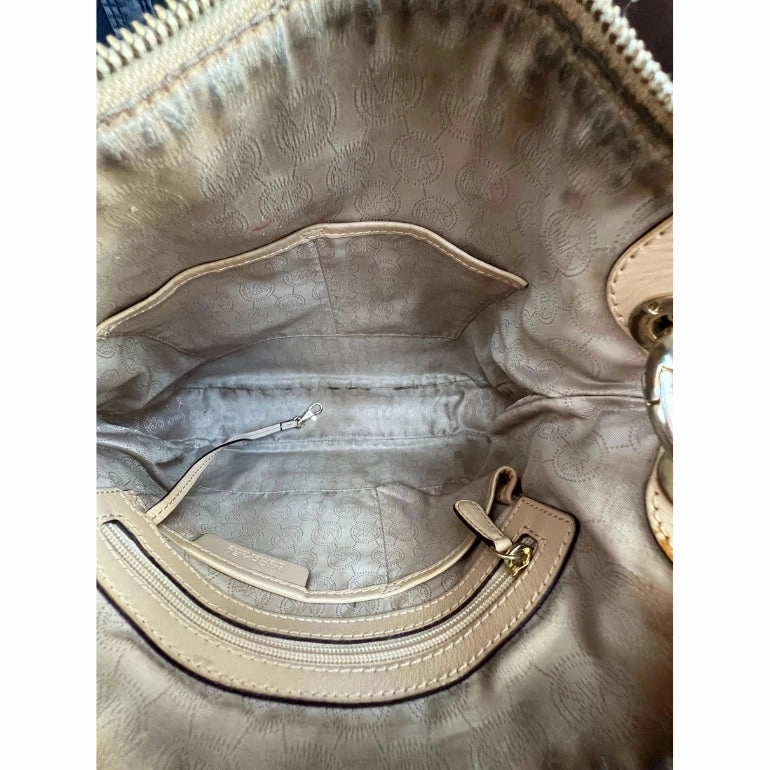 Michael Kors Jet Set Signature Leather Trim Hobo Bag