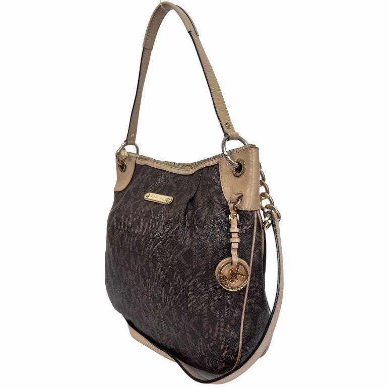 Michael Kors Jet Set Signature Leather Trim Hobo Bag