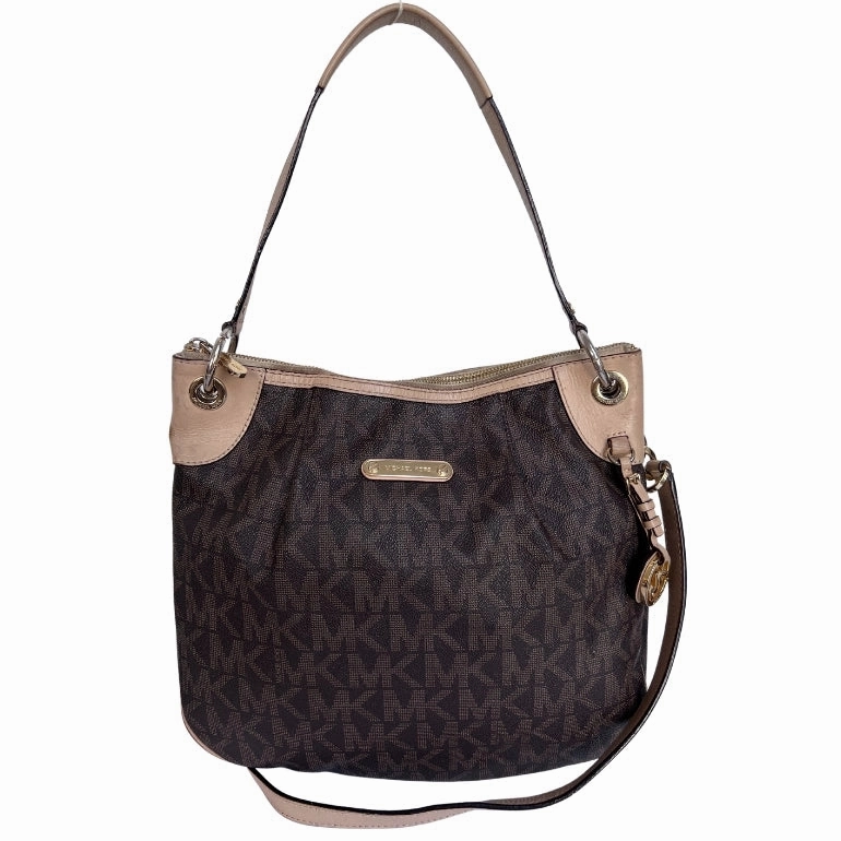 Michael Kors Jet Set Signature Leather Trim Hobo Bag