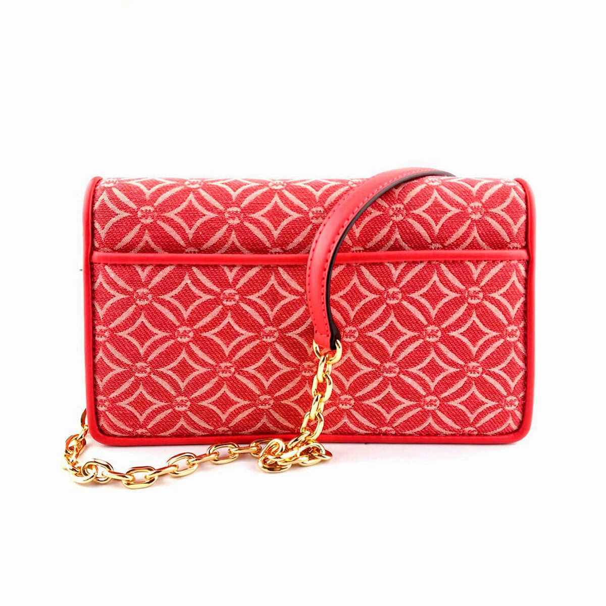 Michael Kors Logo Print Chain Shoulder Bag Crossbody Red