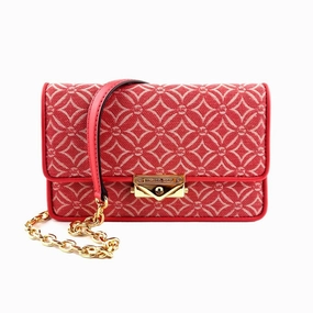 Michael Kors Logo Print Chain Shoulder Bag Crossbody Red