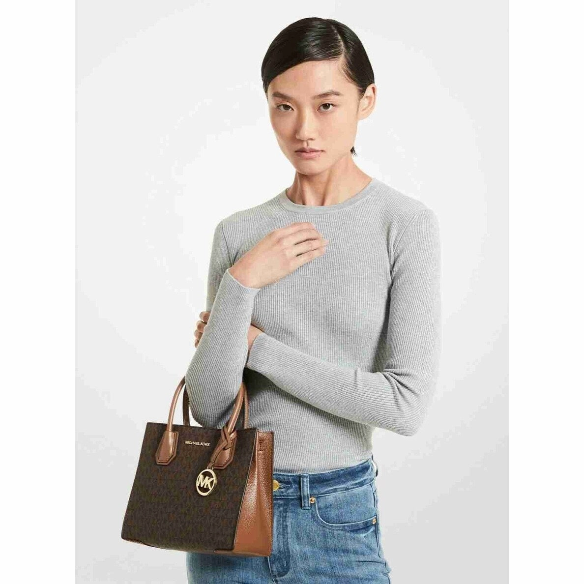 Michael Kors Mercer Medium Brown Leather Messenger Bag