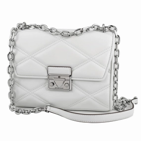 Michael Kors Quilted Leather Serena Chain Shoulder Crossbody White
