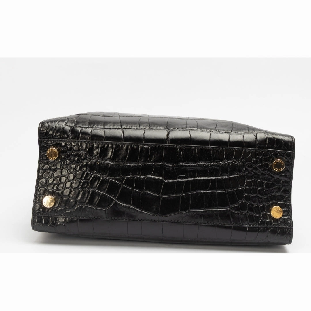Michael Kors Scarlett Medium Crocodile Embossed Patent Leather Satchel