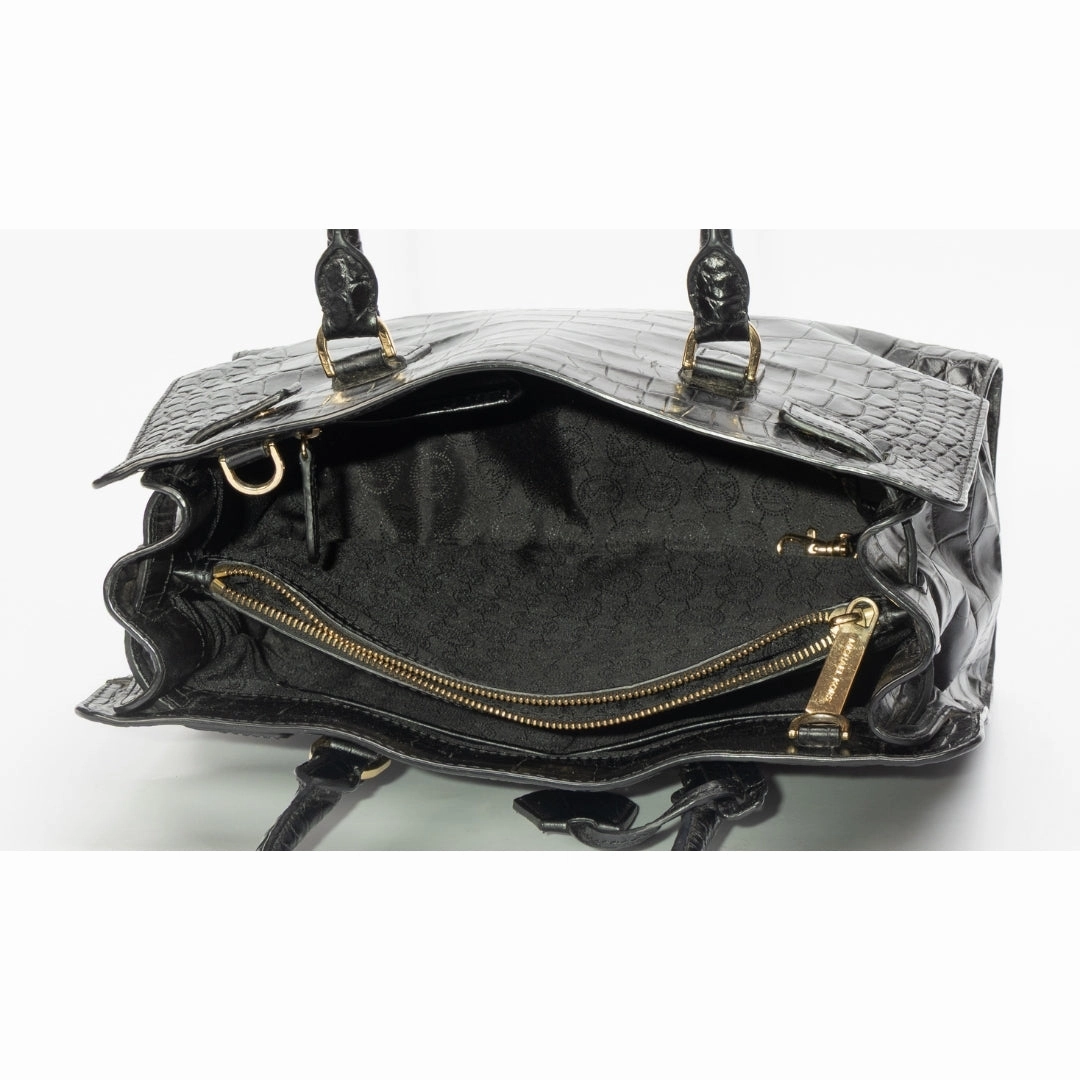 Michael Kors Scarlett Medium Crocodile Embossed Patent Leather Satchel