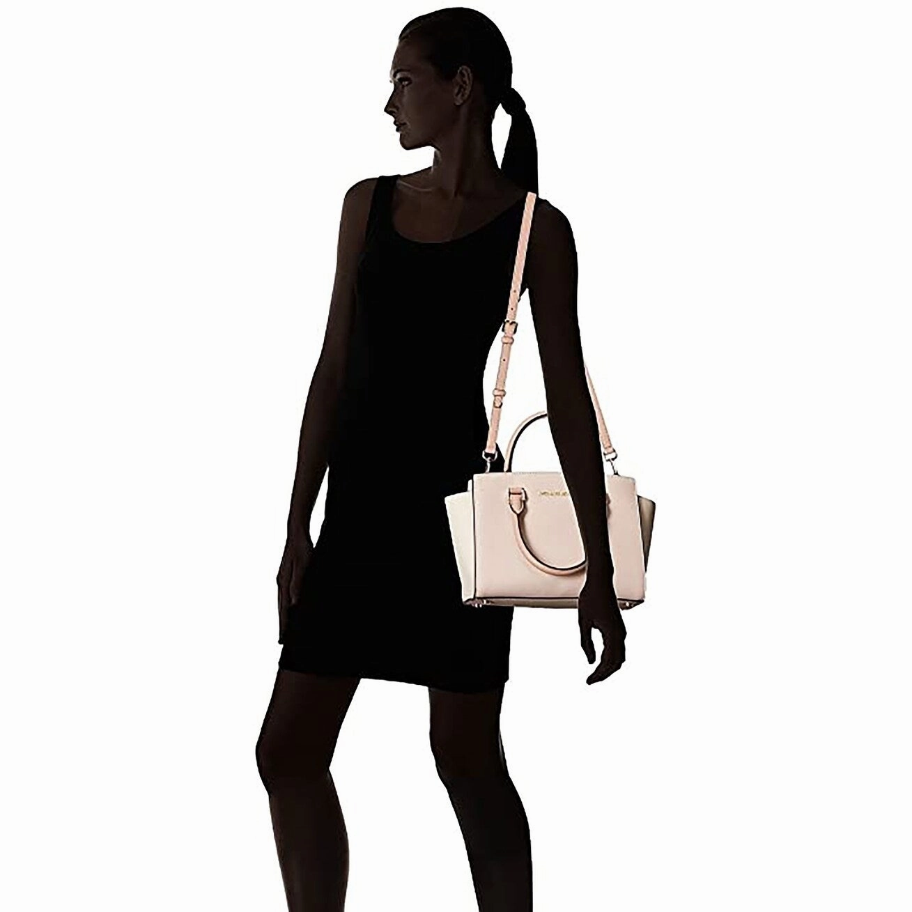Michael Kors Women's Selma Medium Top Zip Satchel (Soft Pink/Ecru/Fawn)