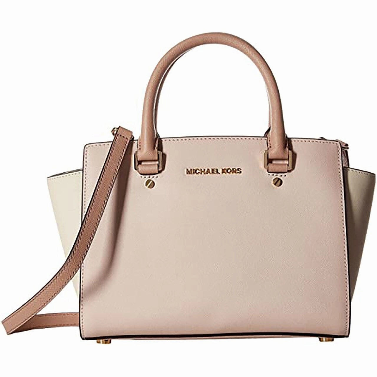Michael Kors Women's Selma Medium Top Zip Satchel (Soft Pink/Ecru/Fawn)