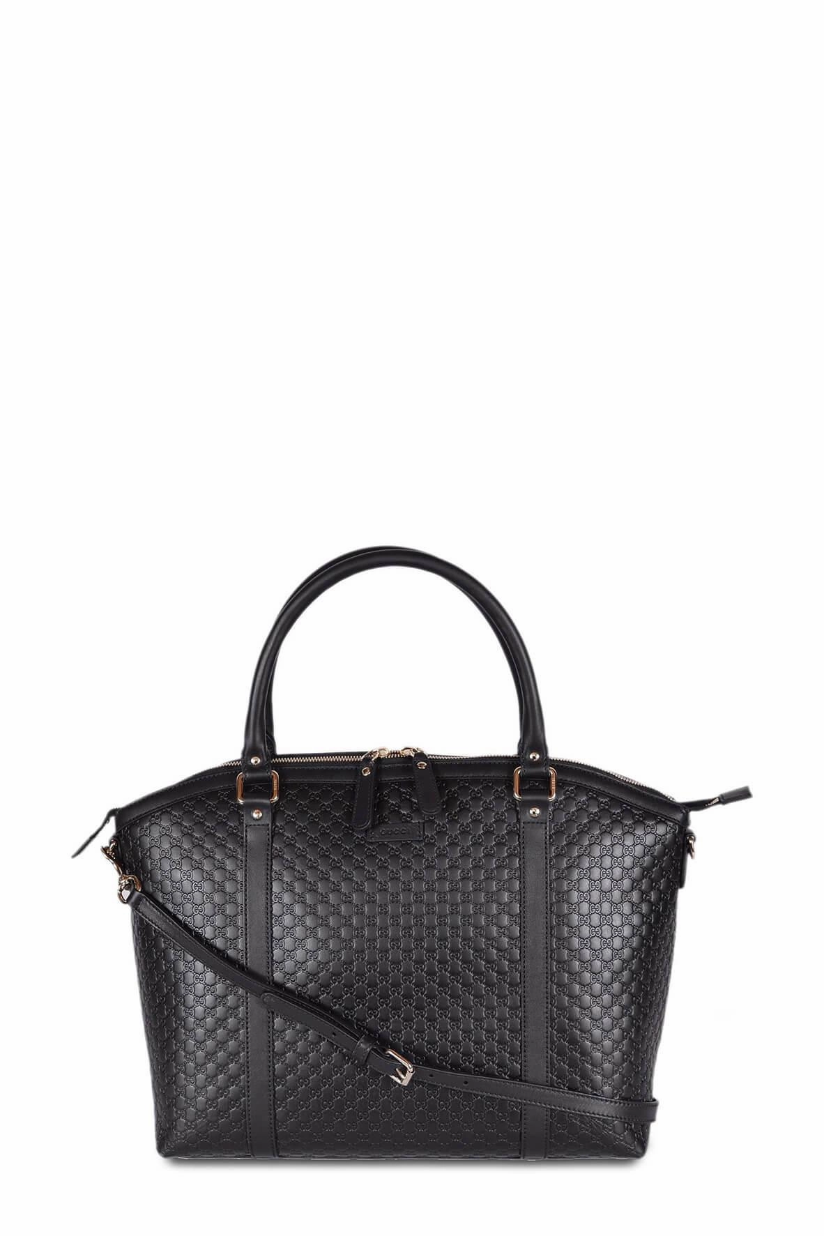 Microguccissima Large Crossbody Satchel Purse Black