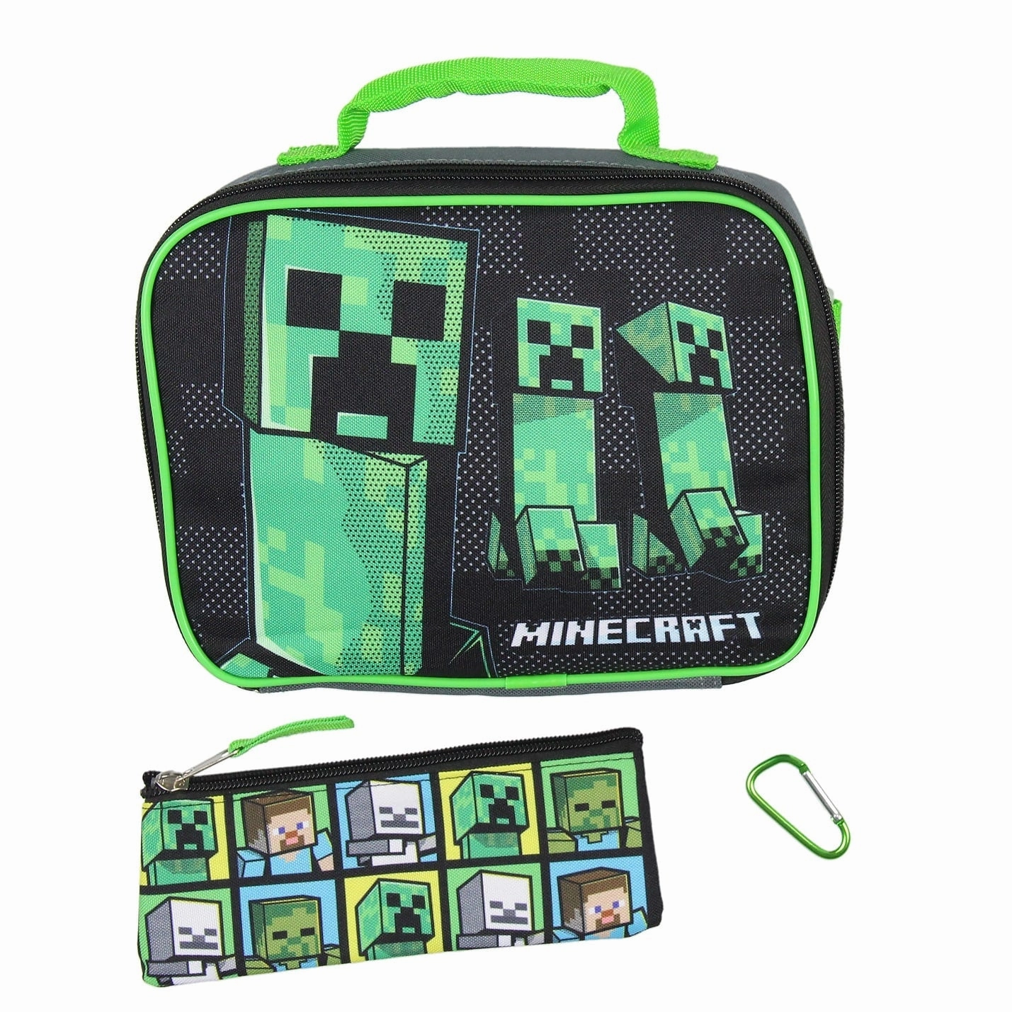 Minecraft Backpack Set with Detachable Lunch Box 16" 4 Piece Set - One Size