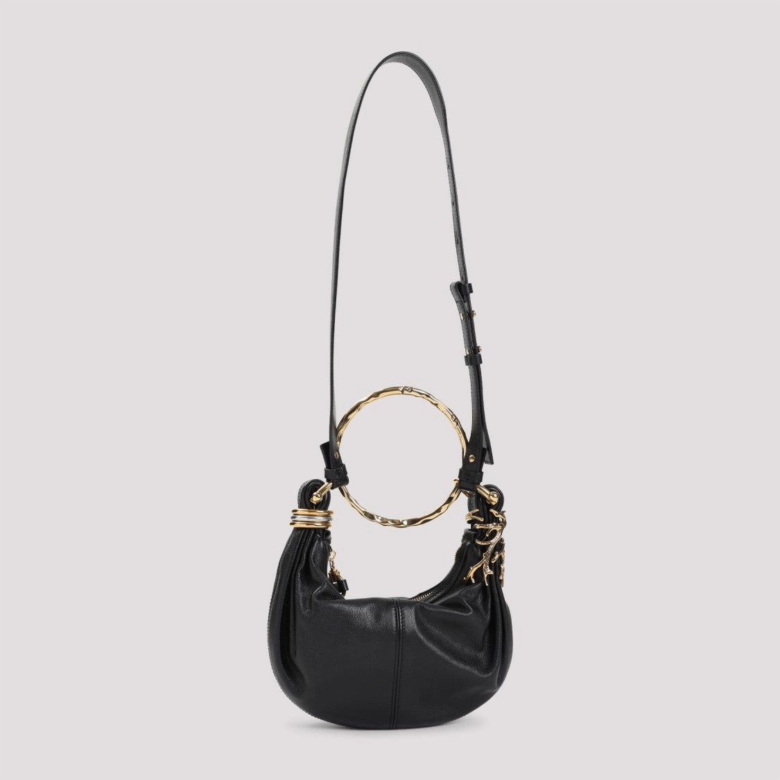 Mini Bracelet Black Buffalo Leather Handbag