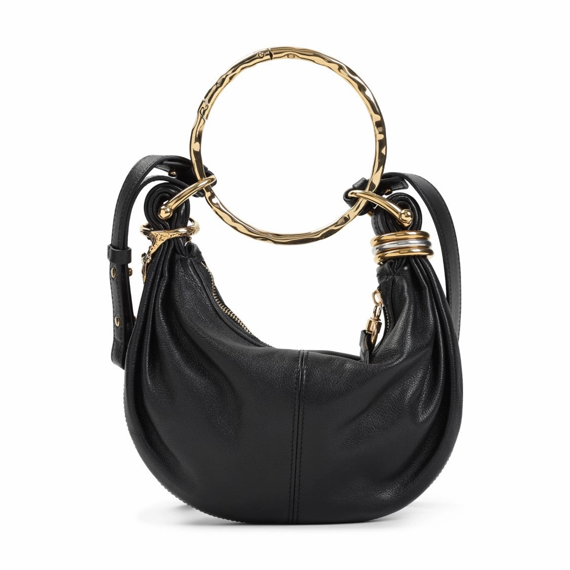 Mini Bracelet Black Buffalo Leather Handbag