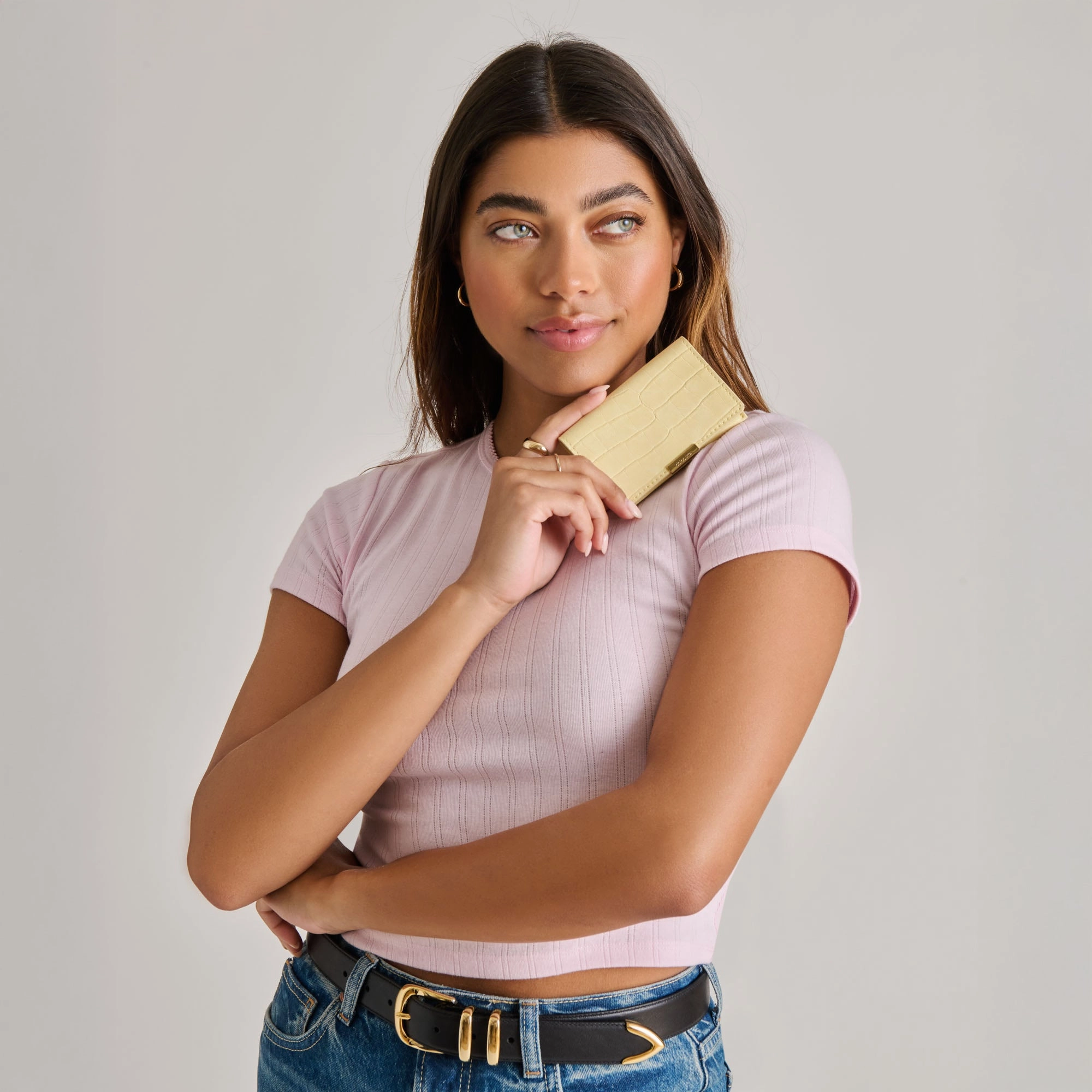 MINI-ME WALLET BUTTER YELLOW CROCO STELLA