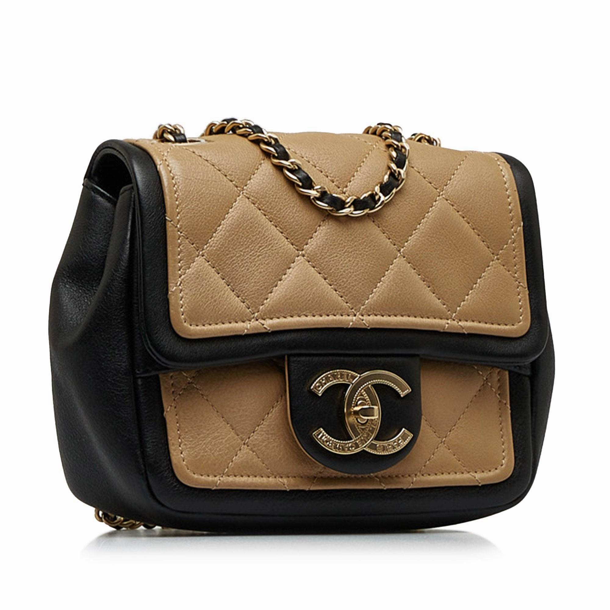 Mini Square Calfskin Graphic Flap Crossbody Bag