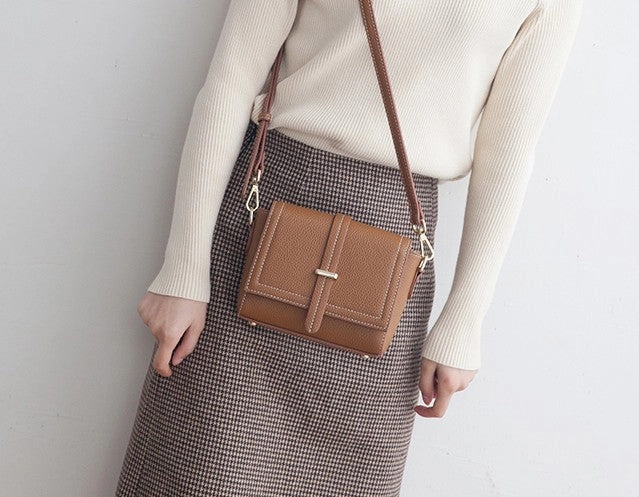 Minimalist Leather Womens Stylish Small Shoulder Bag Crossbody Purse for Women