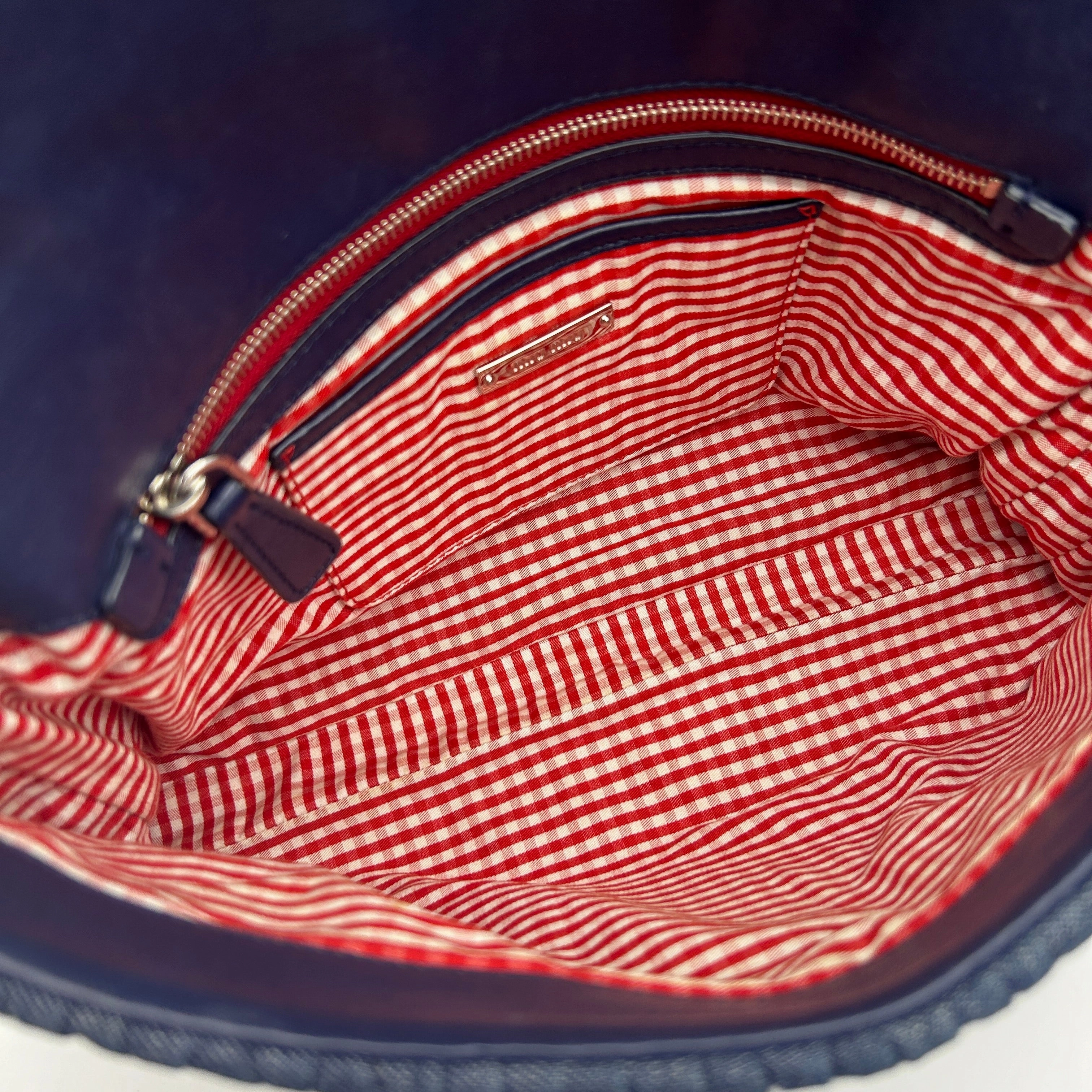 Miu Miu Blue Matelass Denim Leather Crystal Shoulder Bag