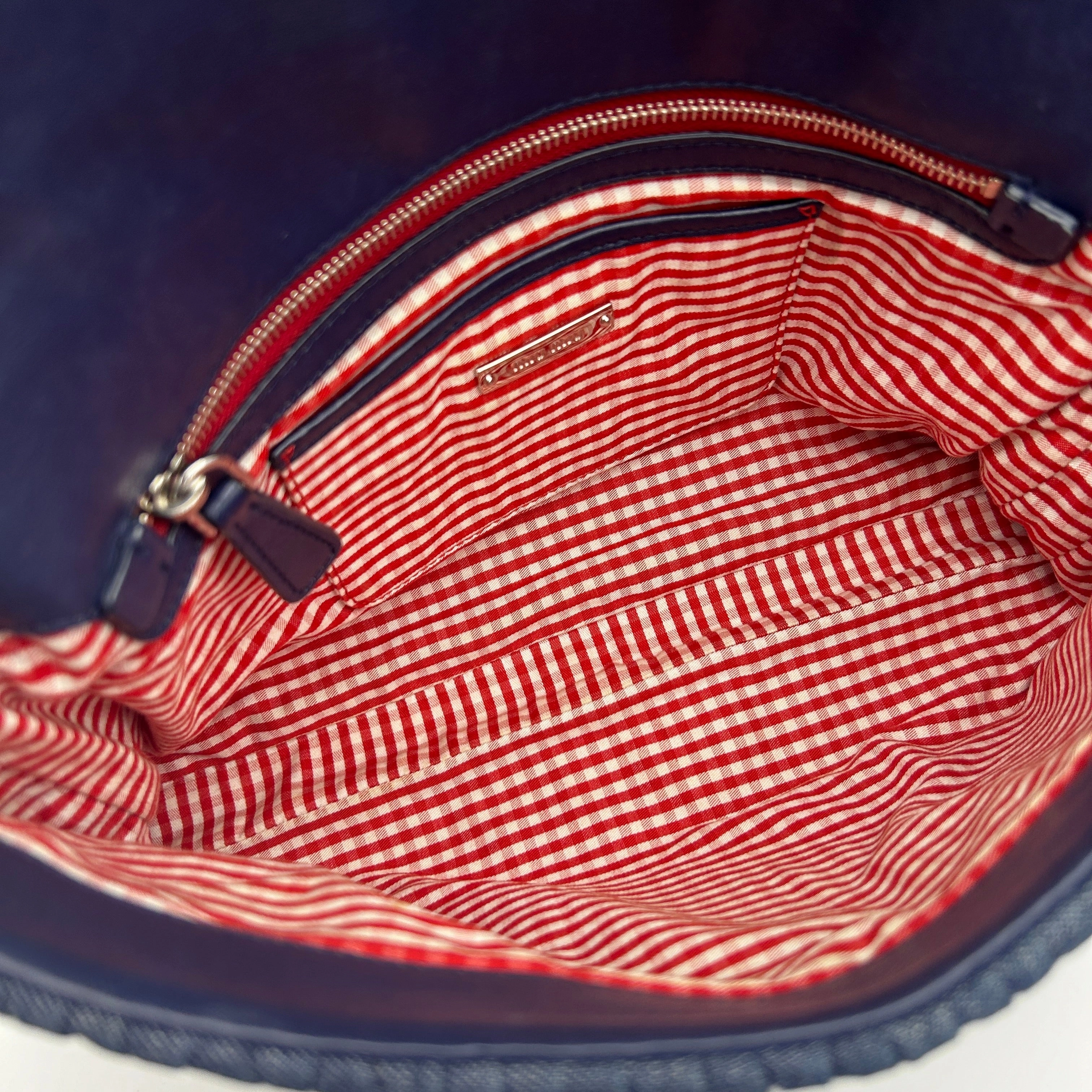 Miu Miu Blue Matelass Denim Leather Crystal Shoulder Bag
